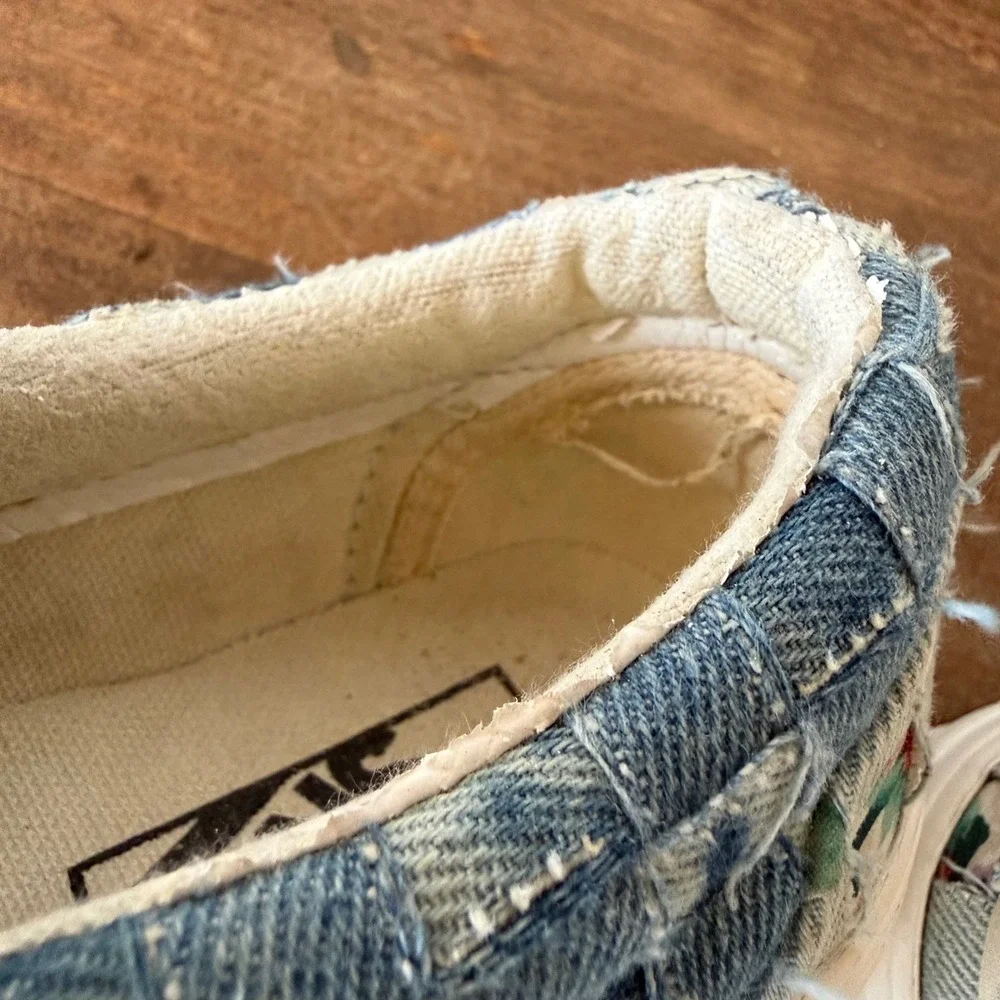 Vans Sneakers Womens 5.5 Slip-On Stackform Woven Floral Denim Platform Shoes